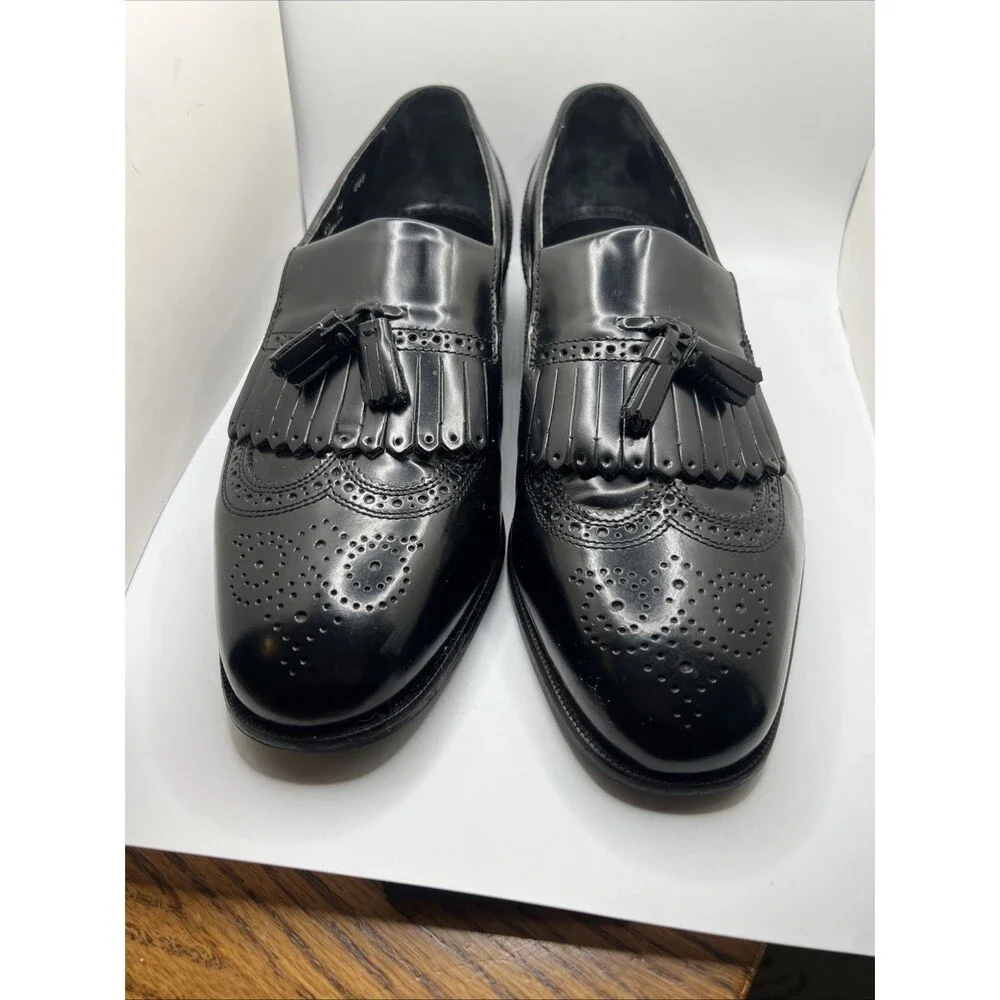 Men's 10 EEE X-Wide Florsheim Lexington black wingtip loafers dress shoes 17073